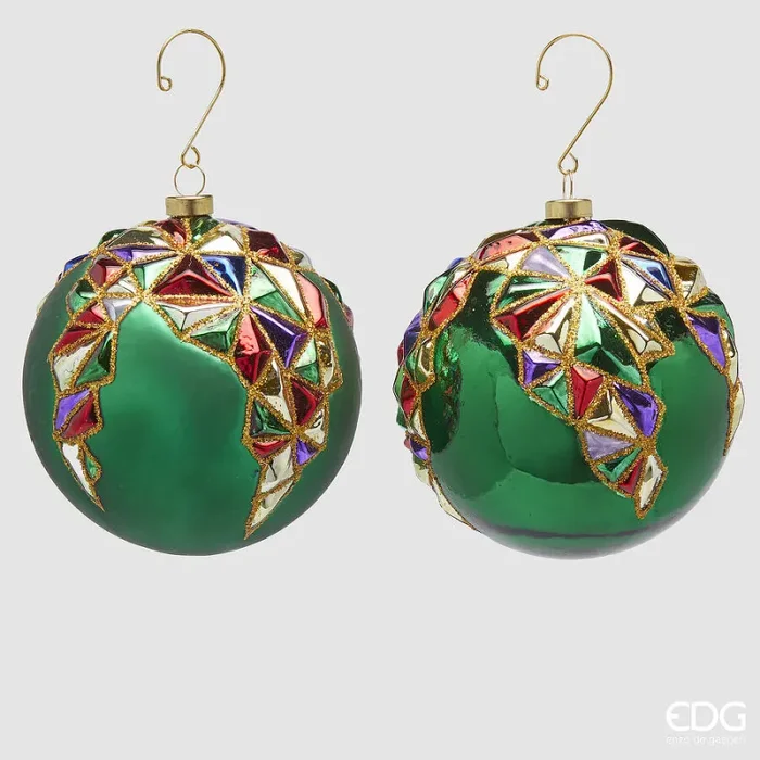 EDG Enzo De Gasperi Addobbo di Natale Palla Arlecchino D 10 Cm Assortiti Green 1 Pz