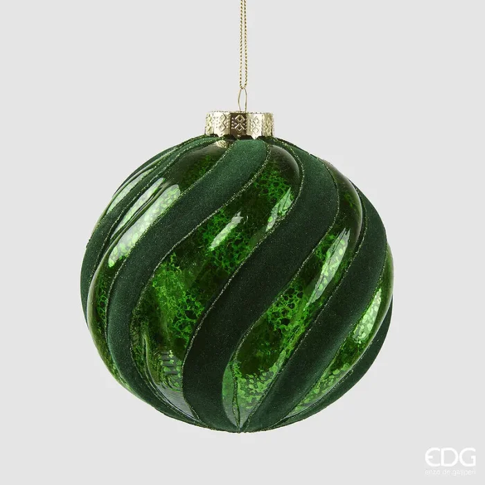 EDG Enzo De Gasperi Addobbo di Natale Palla Swirl D 12 Cm Green