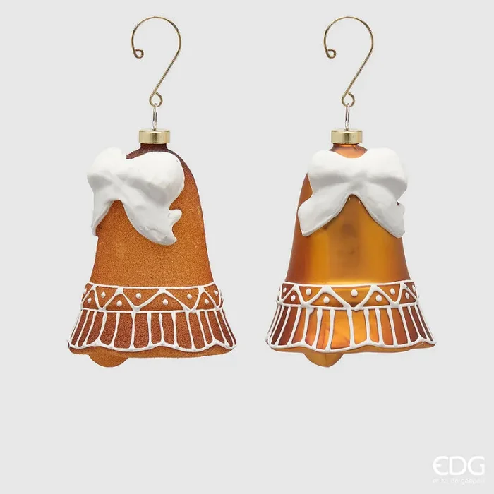 EDG Enzo De Gasperi Addobbo Natale Campana Marzapane H 10 Cm D 8 Cm Hazelnut 1 Pz