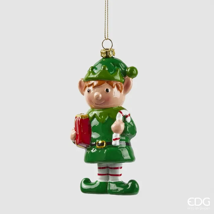EDG Enzo De Gasperi Addobbo Natale Elfo H 12,5 Cm L 4 Cm L 6 Cm Cm Verde Mix