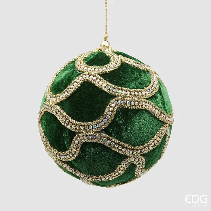 EDG Enzo De Gasperi Addobbo Natale Palla Decogemme D 12 Cm Green Gold 1 Pz Sconti