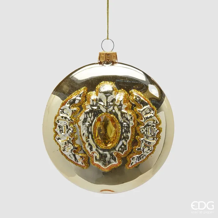 EDG Enzo De Gasperi Addobbo Natale Palla Gemme H 12 Cm D 10 Cm Gold
