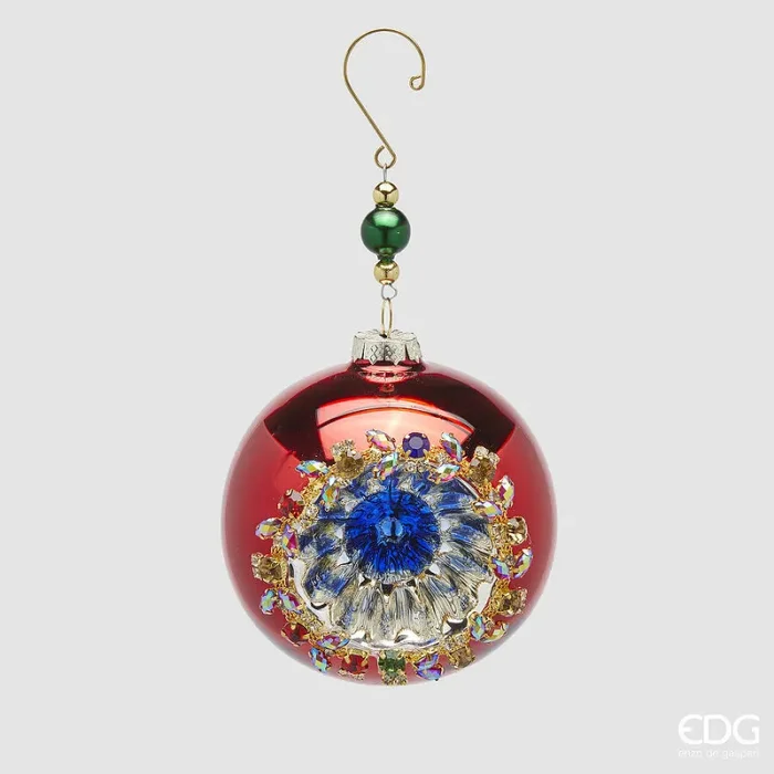 EDG Enzo De Gasperi Addobbo Natale Palla Jewel Vetro D 12 Cm Red 1 Pz