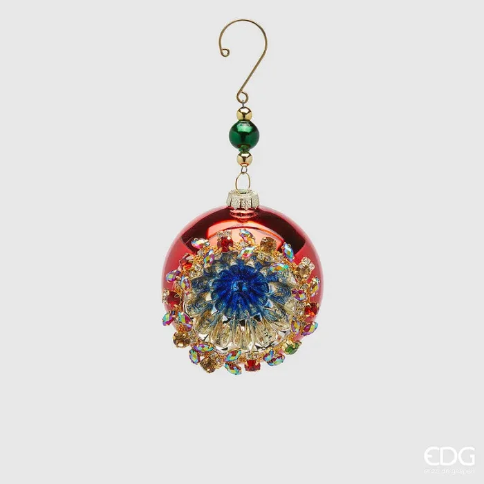 EDG Enzo De Gasperi Addobbo Natale Palla Jewel Vetro D 8 Cm Red 1 Pz