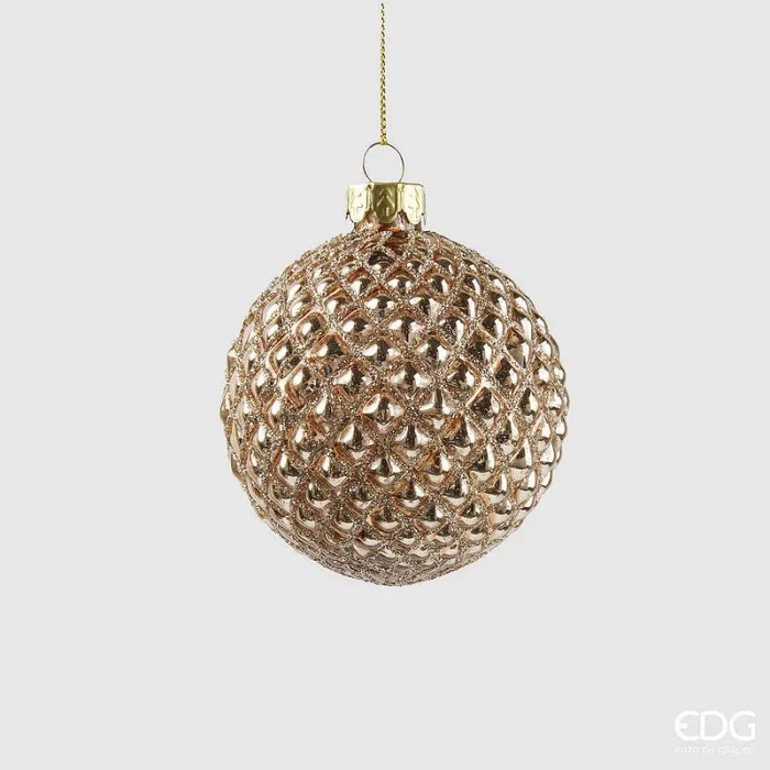 EDG Enzo De Gasperi Addobbo Natale Palla Rombi Vetro D 8 Cm Light Gold 1 Pz Sconti