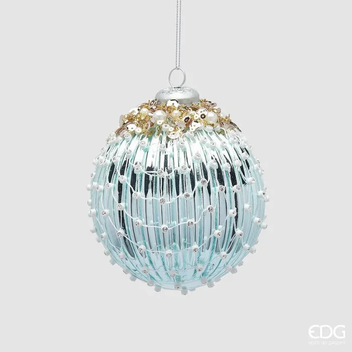 EDG Enzo De Gasperi Addobbo Palla Diamond di Natale D 10 Cm Light Blue 1 Pz