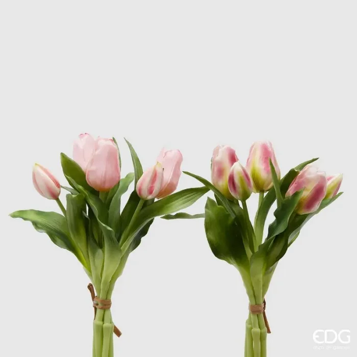 EDG Enzo De Gasperi Bouquet 5 Tulipani Olis Ass. H 28 Cm Antique Pink 1 Pz
