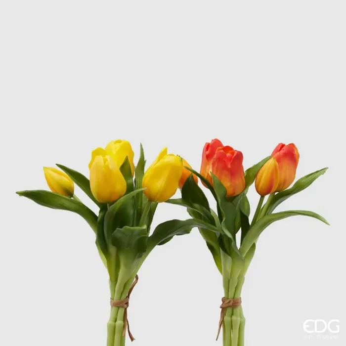 EDG Enzo De Gasperi Bouquet 5 Tulipani Olis Ass. H 28 Cm Yellow Orange 1 Pz