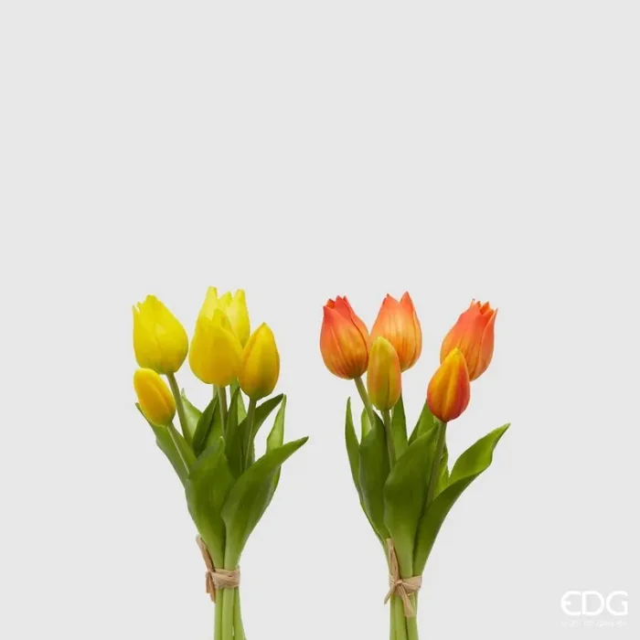 EDG Enzo De Gasperi Bouquet di 5 Tulipani Olis Ass. H 26 Cm Yellow Orange 1 Pz