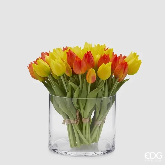 EDG Enzo De Gasperi Bouquet di 5 Tulipani Olis Ass. H 26 Cm Yellow Orange 1 Pz - immagine 3