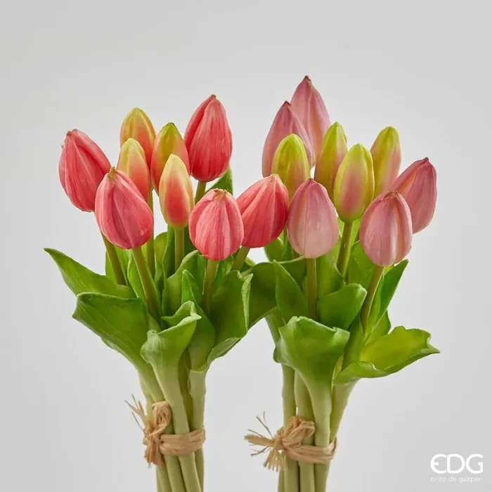 EDG Enzo De Gasperi Bouquet Tulipani 9 Boccioli H 29 Cm Artificiali Ass. Two Tone Pink 1 Pz In saldo
