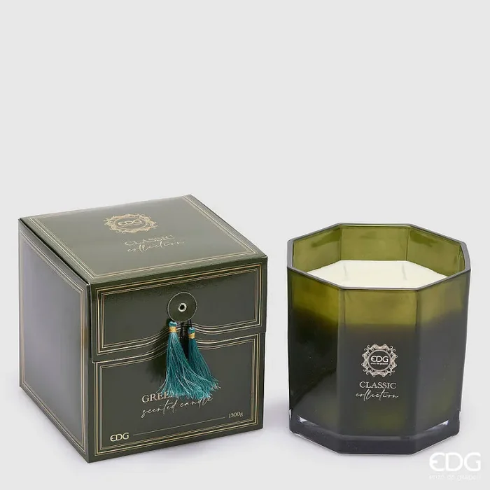 EDG Enzo De Gasperi Candela Classic con Profumo H 15,5 Cm D 15,5 Cm Green Utopia