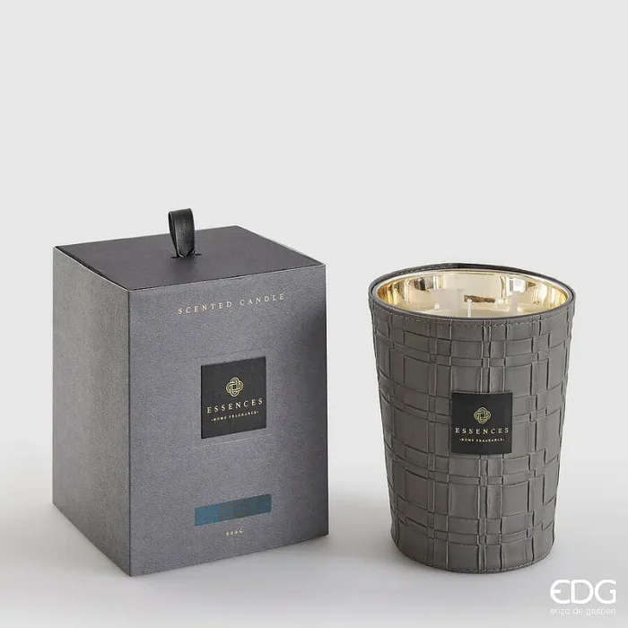 EDG Enzo De Gasperi Candela Cuir con Profumo H 16 Cm 900 Gr Black Pepper Scatola Regalo