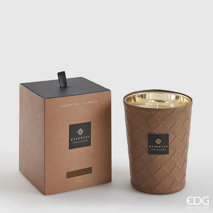 EDG Enzo De Gasperi Candela Cuir con Profumo H 16 Cm 900 Gr Tonka Clove Scatola Regalo