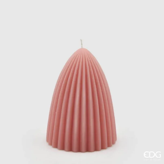 EDG Enzo De Gasperi Candela Curvy Righe H 13,5 Cm D 9 Cm Rosa Antica In saldo