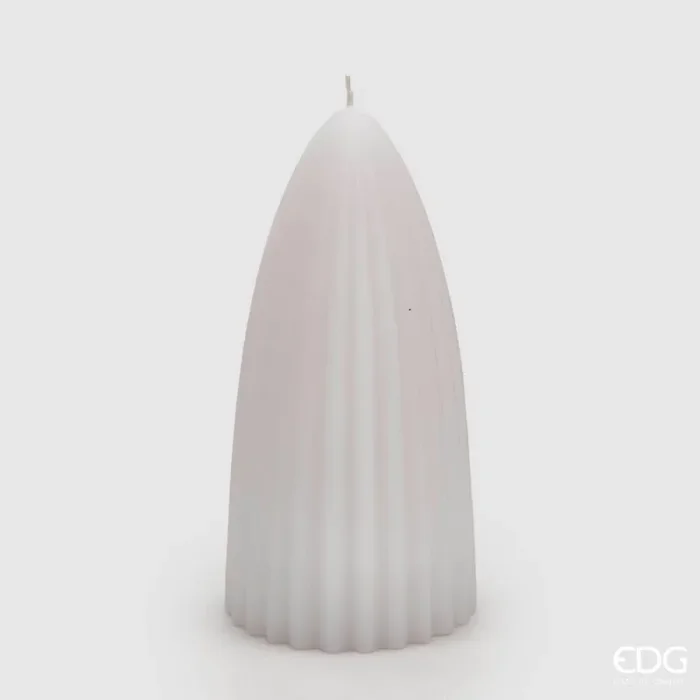 EDG Enzo De Gasperi Candela Curvy Righe H 18 Cm D 9 Cm Bianco