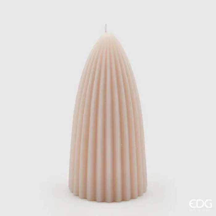 EDG Enzo De Gasperi Candela Curvy Righe H 18 Cm D 9 Cm Rosa Chiaro Saldi