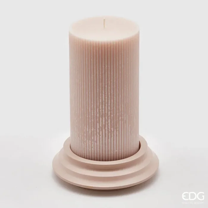 EDG Enzo De Gasperi Candela Dorica con Piatto H 20 Cm D 10 Cm Pale Pink