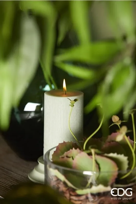 EDG Enzo De Gasperi Candela Dorica con Piatto H 20 Cm D 10 Cm Pale Pink - immagine 3