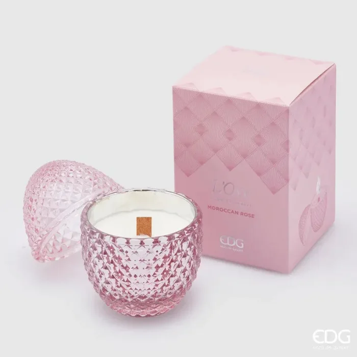 EDG Enzo De Gasperi Candela L’Ove a Forma di Uovo Con Profumo H 12 Cm D 8 Cm Moroccan Rose