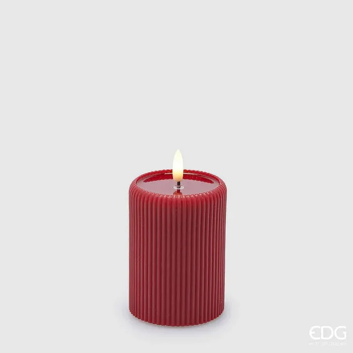 EDG Enzo De Gasperi Candela Led Lounge Moccolo H 10 Cm D 7,5 Cm Rossa