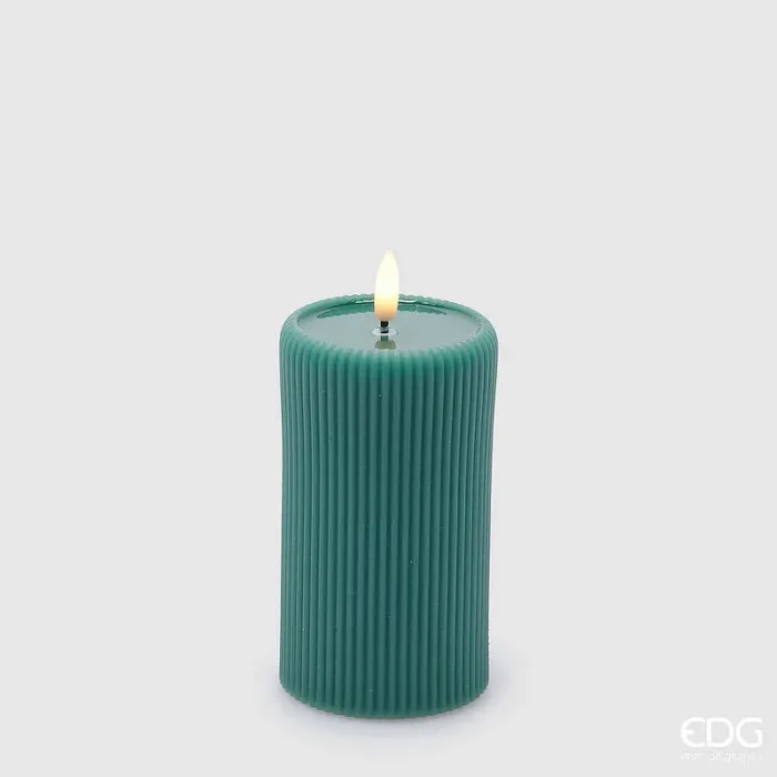 EDG Enzo De Gasperi Candela Led Lounge Moccolo H 13 Cm D 7,5 Cm Verde