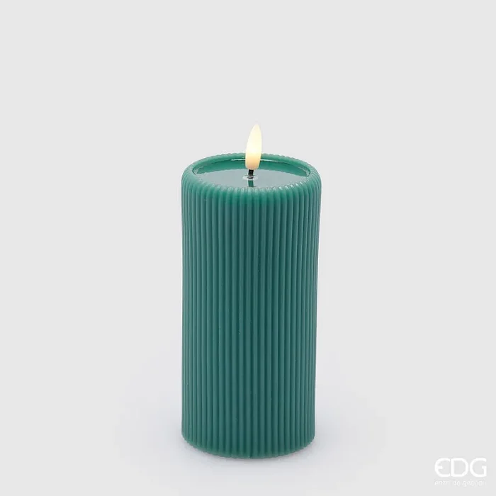 EDG Enzo De Gasperi Candela Led Lounge Moccolo H 15 Cm D 7,5 Cm Verde