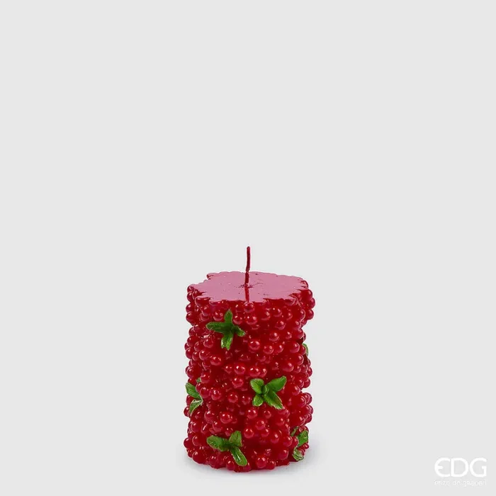 EDG Enzo De Gasperi Candela Moccolo Bacche H 10 Cm D 7 Cm Verde Rosso