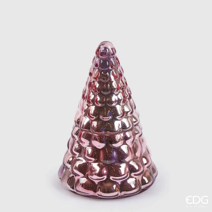 EDG Enzo De Gasperi Candela Natale Pino con Profumo Vaso H 19 Cm D 12 Cm Peony Cassis