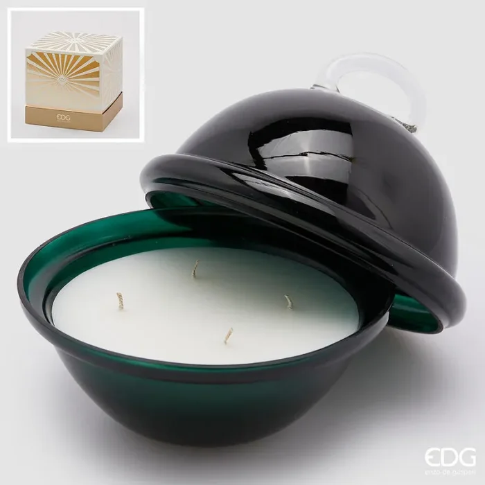 EDG Enzo De Gasperi Candela Sonaglio con Vetro D 19 Cm Green Moda
