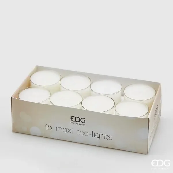 EDG Enzo De Gasperi Candela Tealight (Doppio) Durata 8 H Conf 16 Pz Base Trasparente H 2,4 Cm D 5,6 Cm