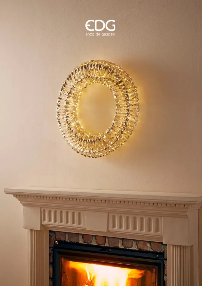 EDG Enzo De Gasperi Corona Natale Led Stripes 600 MicroLed D 50 Cm Ip 44 Gold - immagine 2