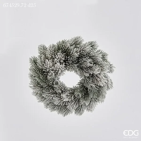 EDG Enzo De Gasperi Corona Natale Pino Innevata D 25 Cm White Green