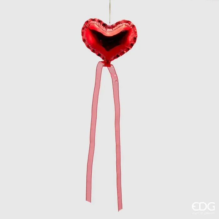 EDG Enzo De Gasperi Decorazione di Natale Palloncino Cuore Vetro D 12 Cm Red