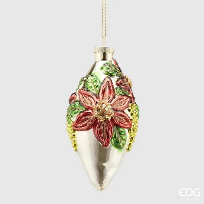 EDG Enzo De Gasperi Decorazione Fuso Vetro Stella Natale H 14 Cm Burgundy