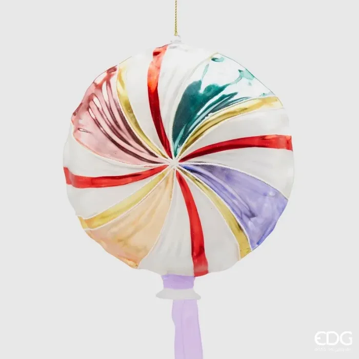 EDG Enzo De Gasperi Decorazione Natale Candy Girella Vetro D 17 Cm Multicolor
