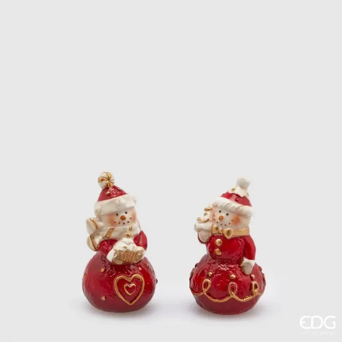 EDG Enzo De Gasperi Decorazione Natale Uomoneve Lui o Lei H 8,5 Cm Red Gold 1 Pz