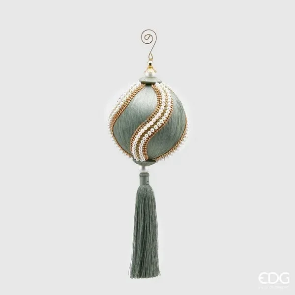 EDG Enzo De Gasperi Decoro Natale Nappa Perle H 36 Cm D 12 Cm Salvia