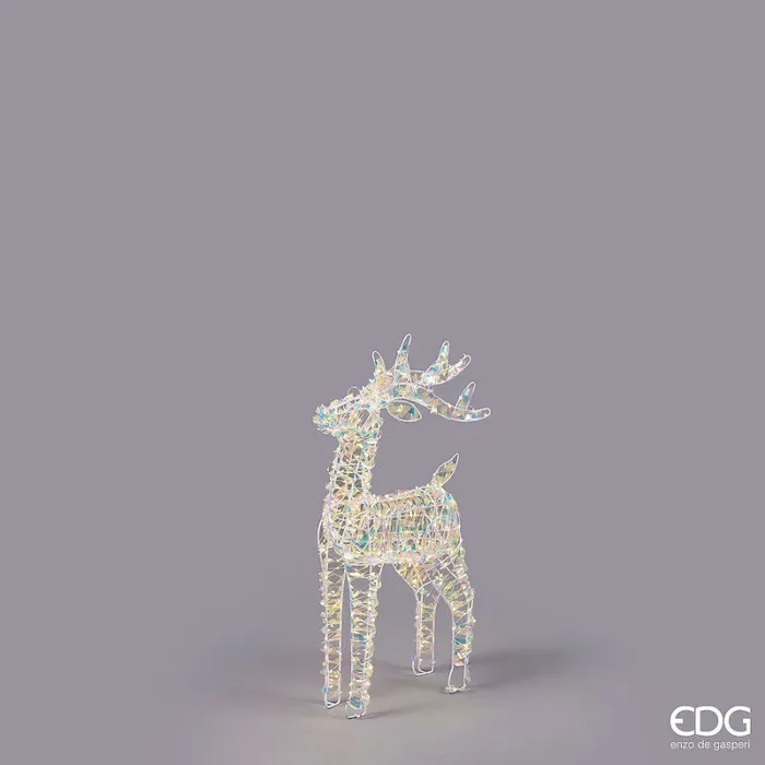 EDG Enzo De Gasperi Decoro Natale Renna Stripes 300 MicroLed H 69 Cm L 37 Cm L 15 Cm Natural Saldi