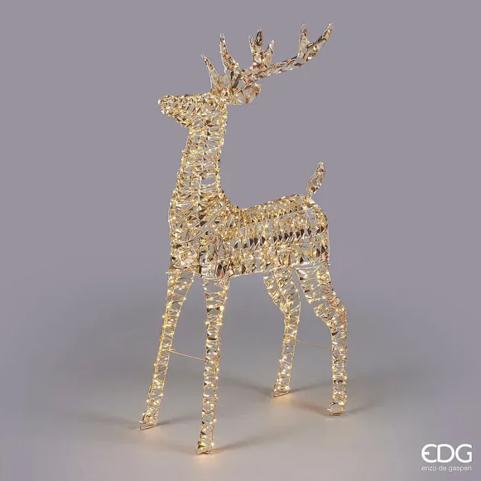 EDG Enzo De Gasperi Decoro Natale Renna Stripes 720 MicroLed H 115 Cm L 64 Cm L 22 Cm Gold