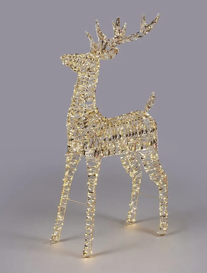 EDG Enzo De Gasperi Decoro Natale Renna Stripes 720 MicroLed H 115 Cm L 64 Cm L 22 Cm Gold - immagine 2