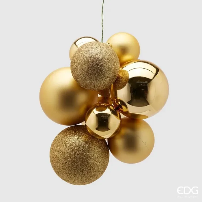 EDG Enzo De Gasperi Grappolo Palla Natale Pvc 10 Pz Gold Fornitura