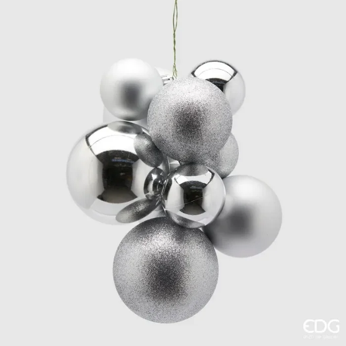 EDG Enzo De Gasperi Grappolo Palla Natale Pvc 10 Pz Silver Vendita calda online
