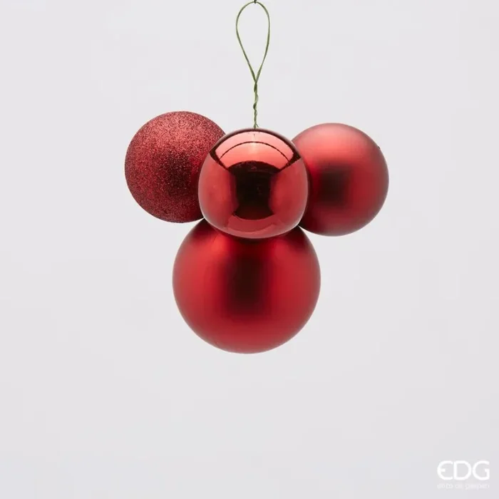 EDG Enzo De Gasperi Grappolo Palla Natale Pvc 4 Pz Burgundy