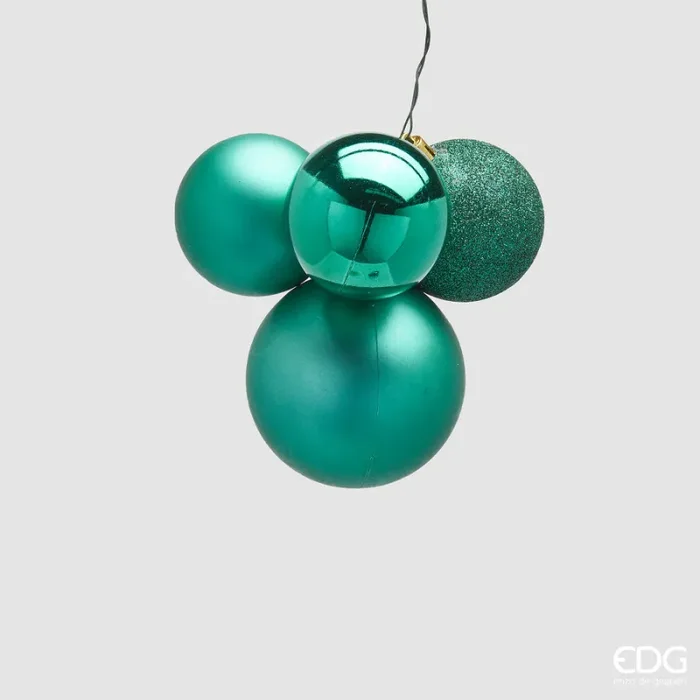 EDG Enzo De Gasperi Grappolo Palla Natale Pvc 4 Pz Green