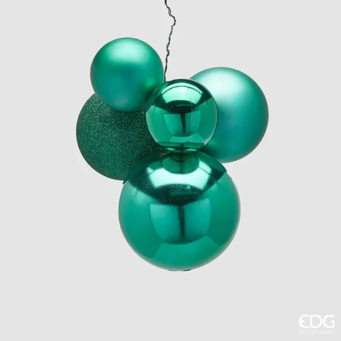 EDG Enzo De Gasperi Grappolo Palla Natale Pvc 5 Pz Green