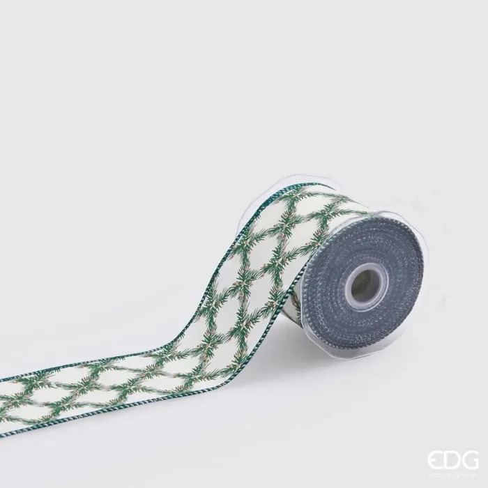 EDG Enzo De Gasperi Nastro Festoni di Natale H 65 Mm L 10 Mt White Green