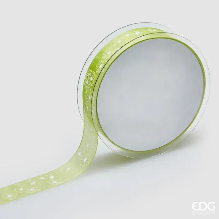 EDG Enzo De Gasperi Nastro Motivo Margherite H 2,5 Cm L 20 Mt Green