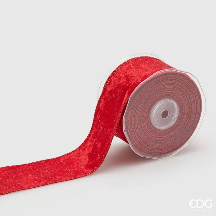 EDG Enzo De Gasperi Nastro Natale Glitter H 6,5 Cm 10 Mt Rosso