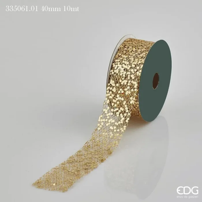 EDG Enzo De Gasperi Nastro Natale Mix Glitter H 40 Mm 10 Mt Oro
